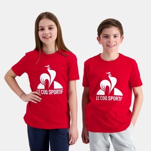 Red Kids' Le Coq Sportif Essentiels T-Shirts | SG115687 | Singapore